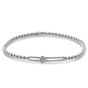 Hulchi Belluni Stretch Bracelet with Single Pave Diamond Moveable Station