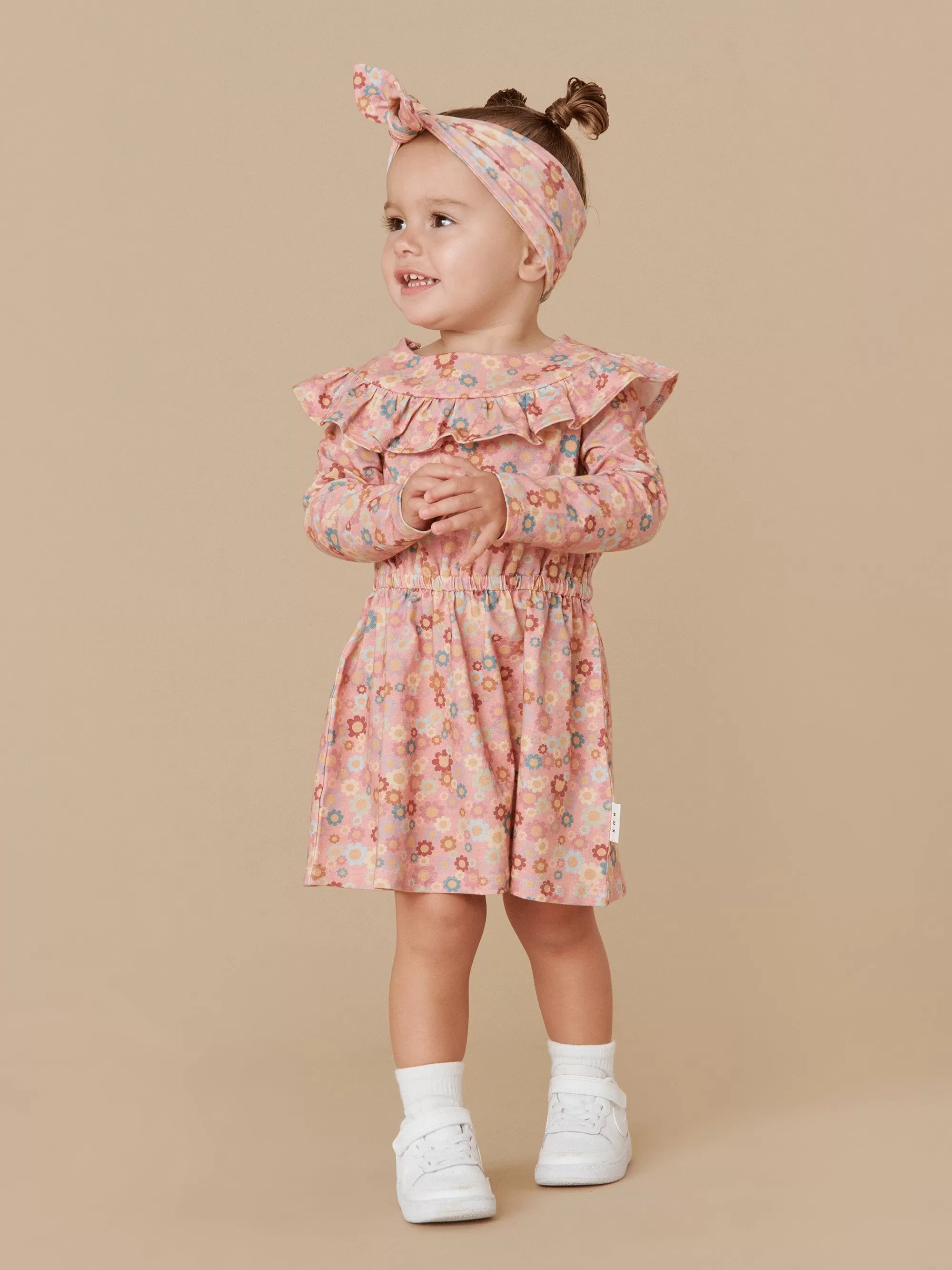 Huxbaby Rainbow Flower Bear Frill Dress