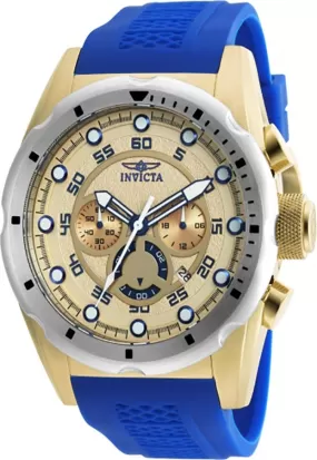 INVICTA Speedway Mens Watch - Gold-Tone - Chronograph - Blue Polyurethane Strap