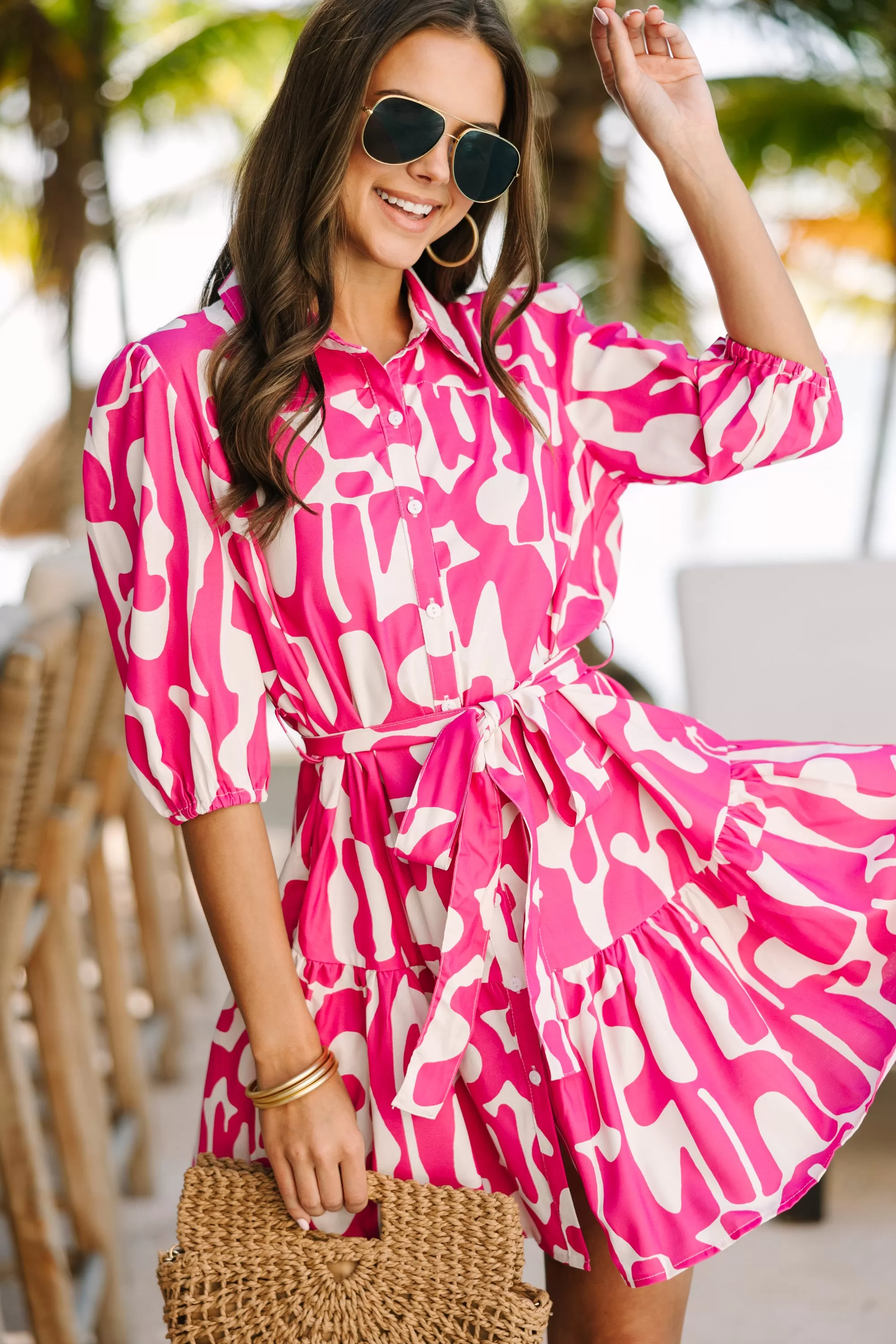 It's All Good Magenta Pink Abstract Dress