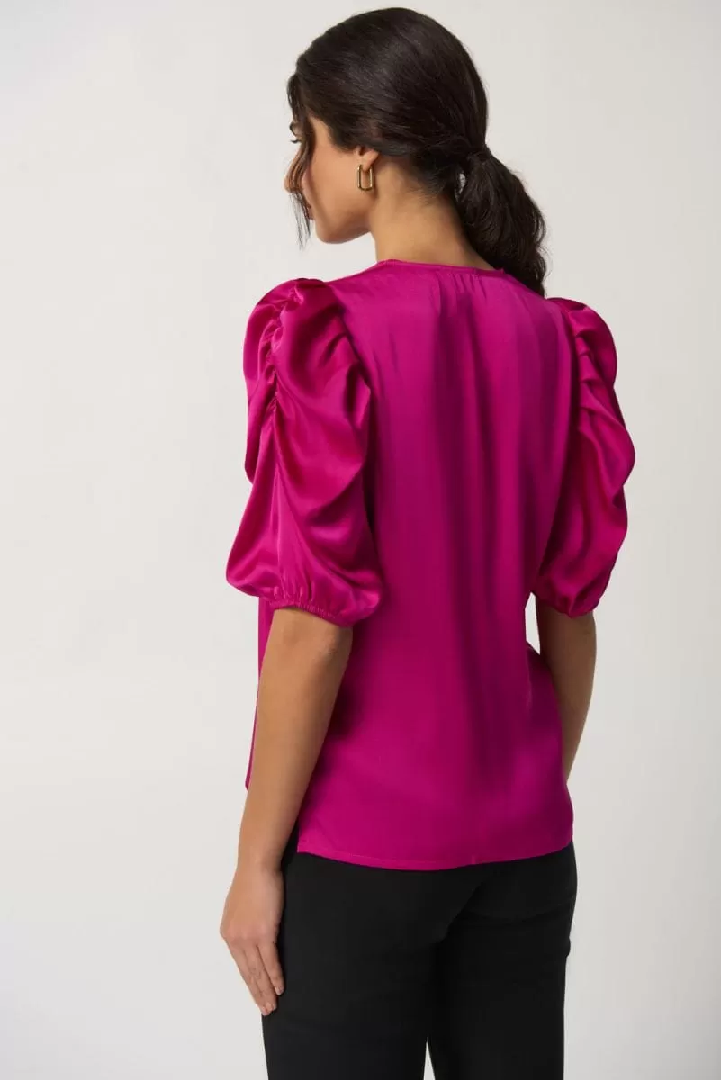 Joseph Ribkoff Opulence Puff Sleeve Satin Top - 233026