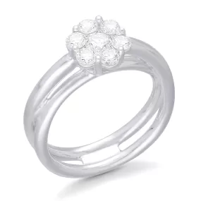 Kallati Eternal Round Cluster Diamond Engagement Ring in 14K White Gold