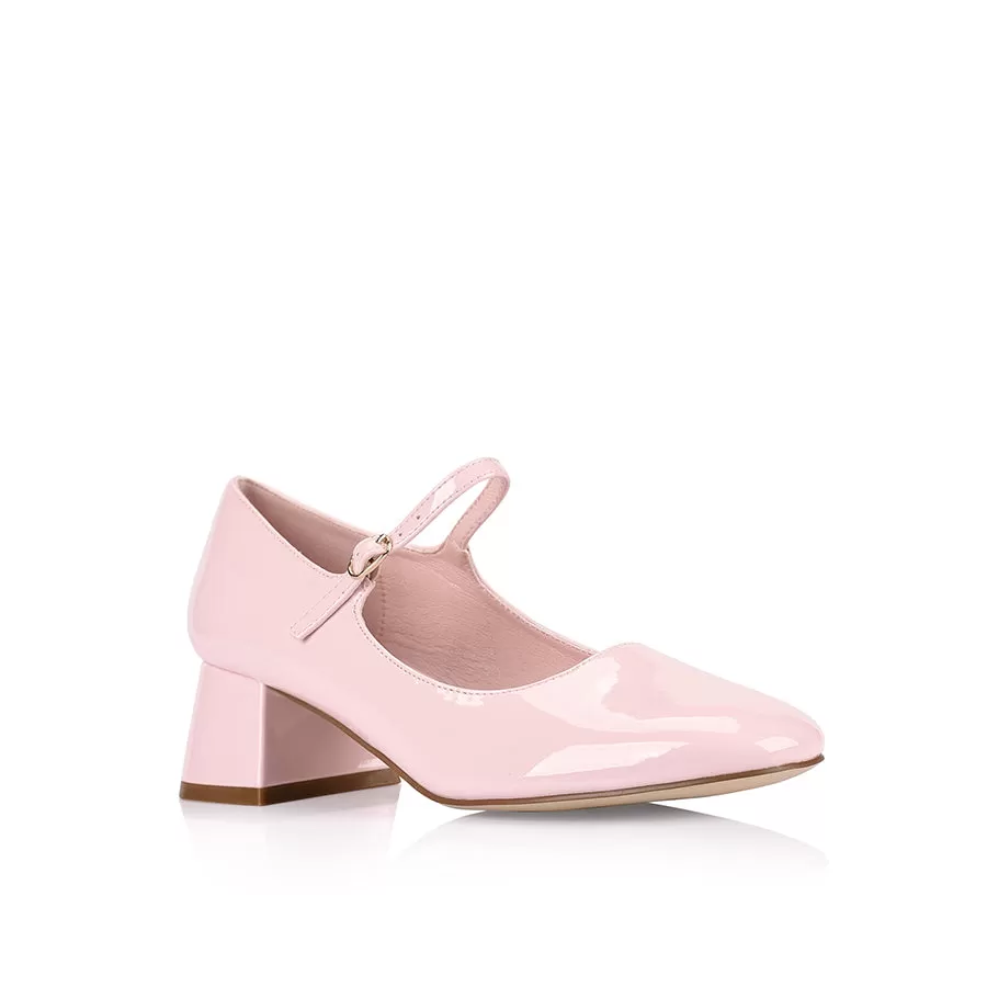 Kenna Mary Jane Block Heels - Blush Pink Patent