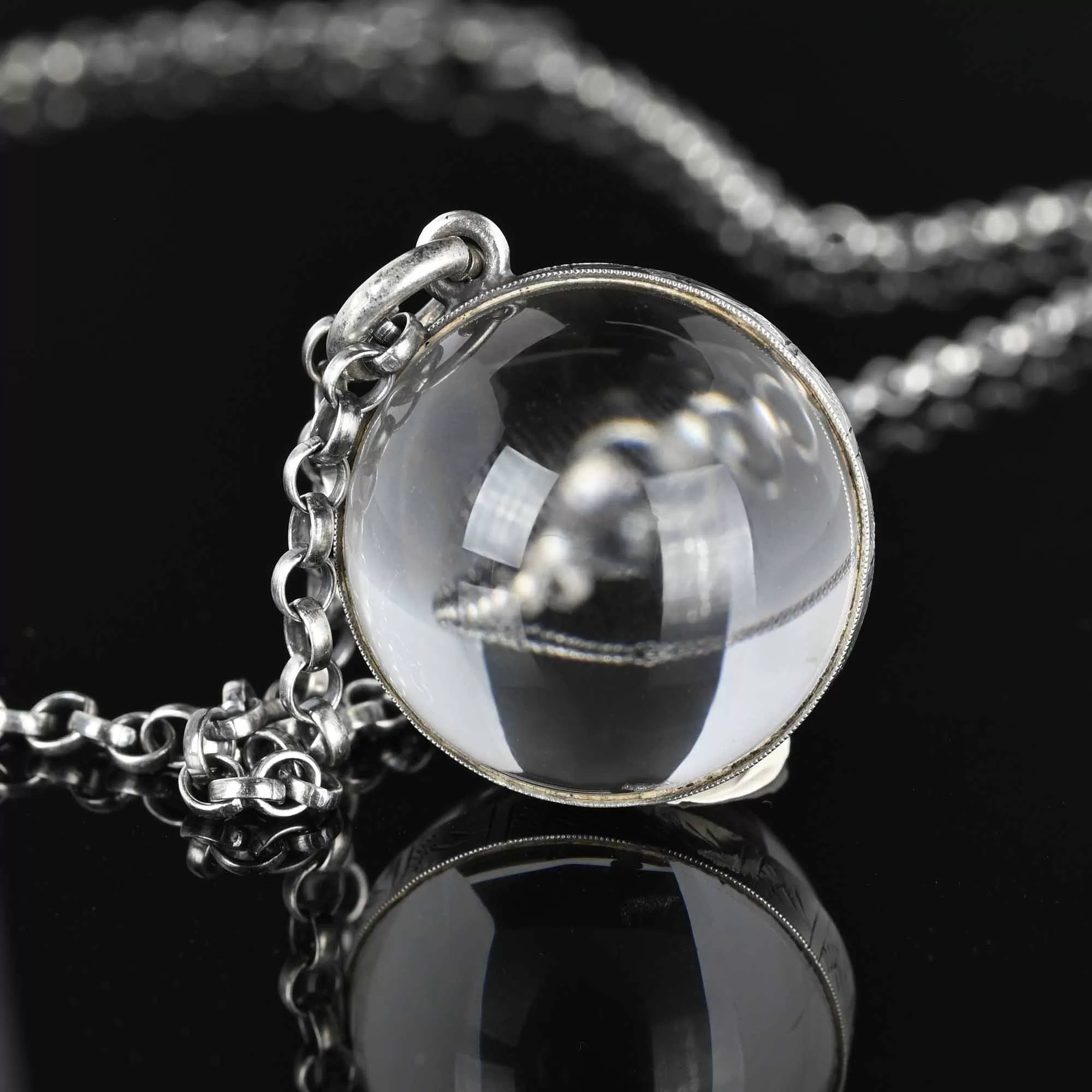 Large Pools of Light Necklace Rock Crystal Orb Pendant