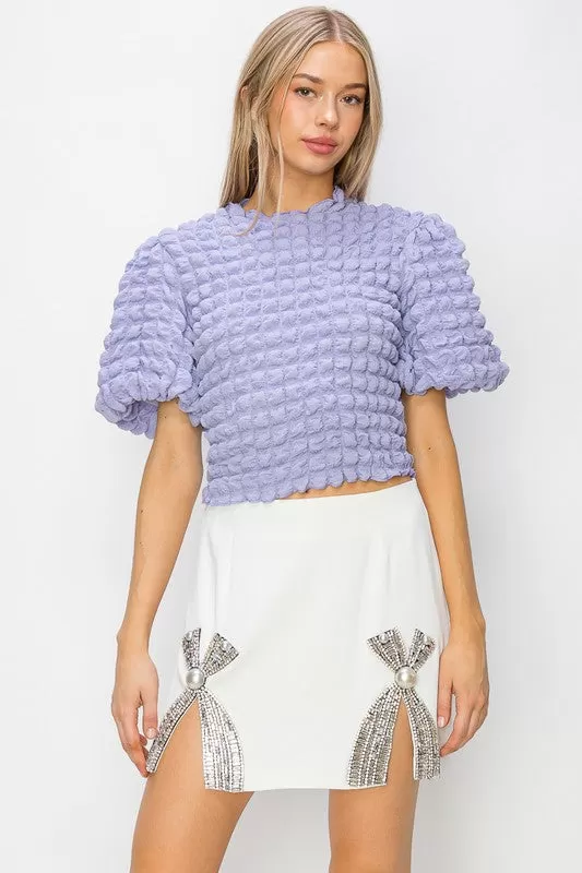 Lavender Bubble Crop Top