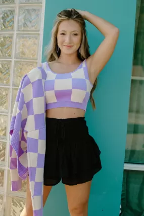 Lavender Checker Knit Set Cami