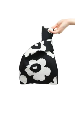 LE SAC BAG BLACK WITH OFF WHITE FLOWERS