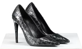 L.K.Bennett Black Croc Effect Pointed Toe Courts UK 7 EU 40 👠