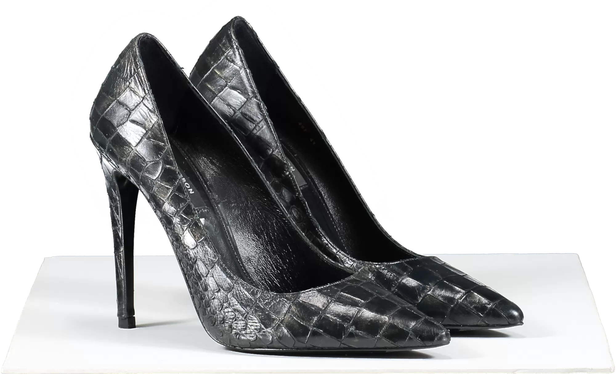 L.K.Bennett Black Croc Effect Pointed Toe Courts UK 7 EU 40 👠