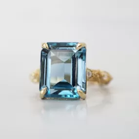 London Blue Topaz Bond Diamond Ring in 14K and 18K Gold