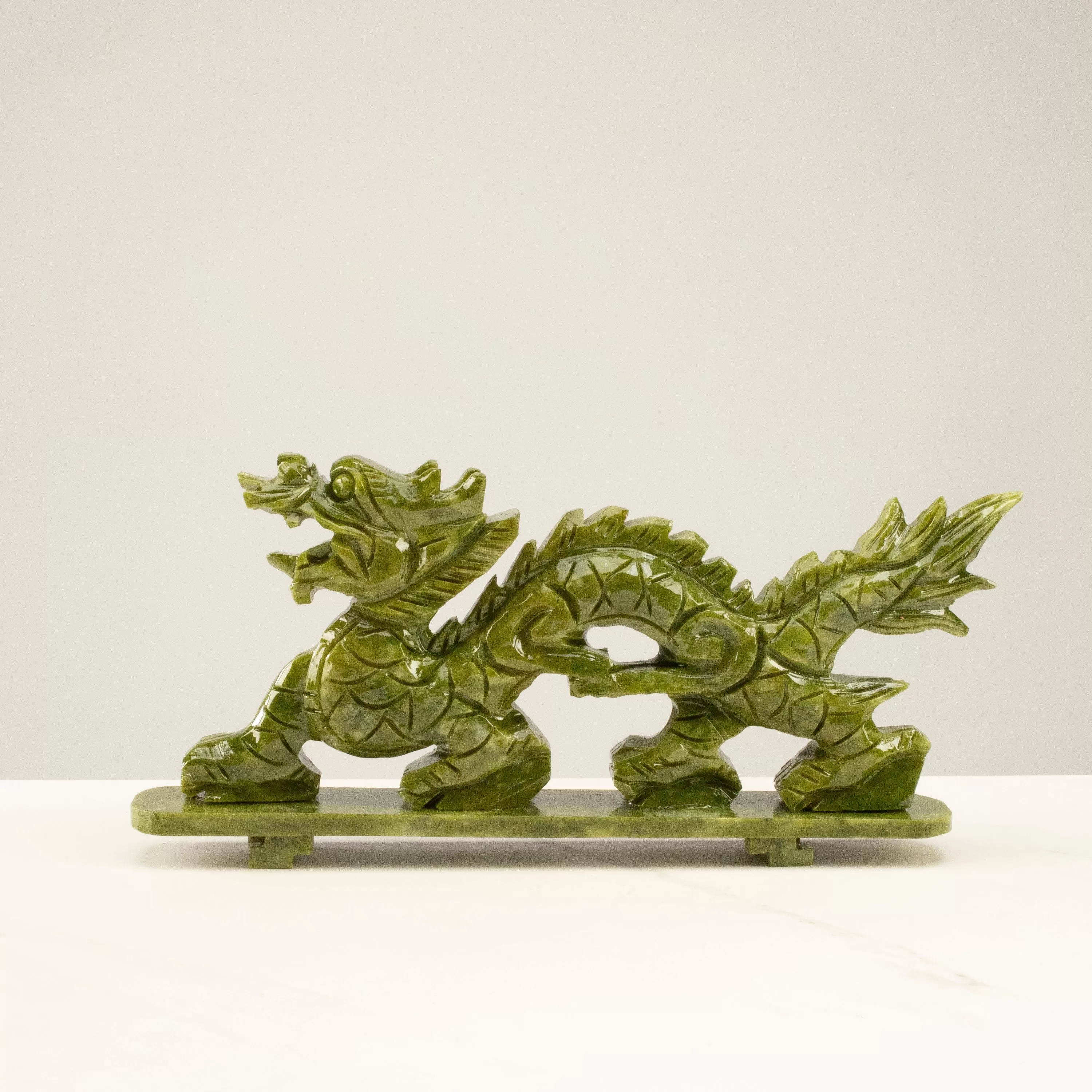 Magnificent Dragon Jade Carving - A Symbol of Power and Nobility