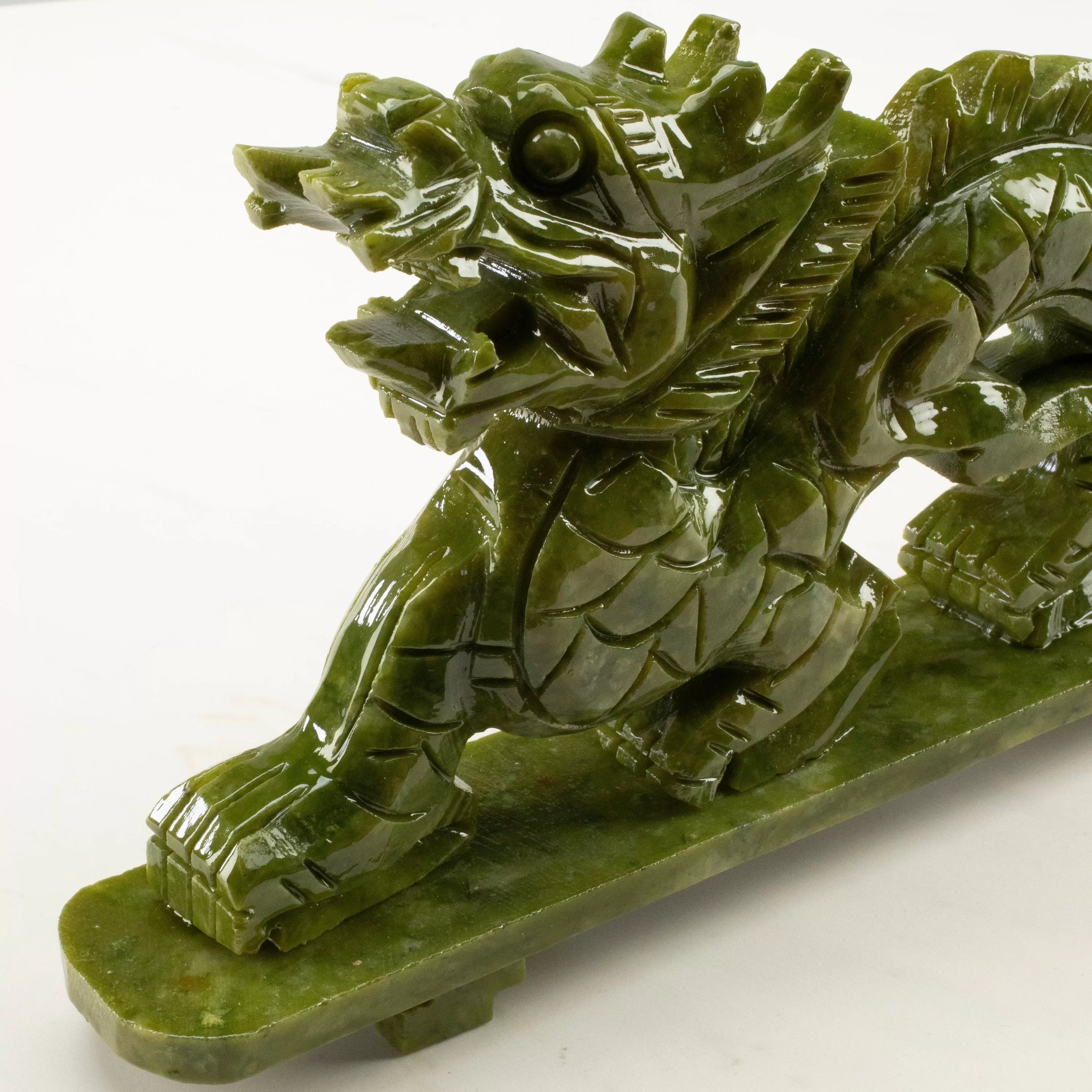 Magnificent Dragon Jade Carving - A Symbol of Power and Nobility