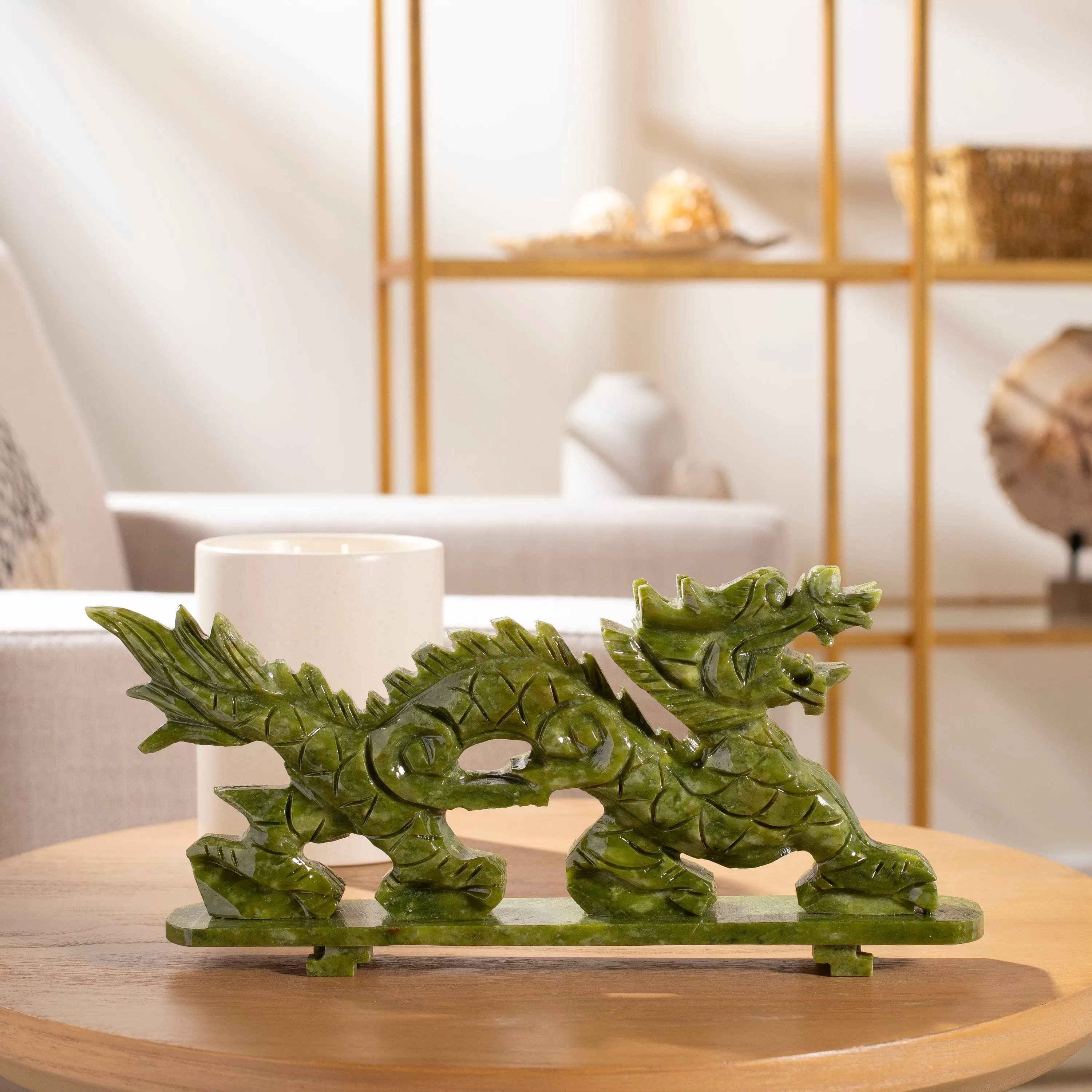 Magnificent Dragon Jade Carving - A Symbol of Power and Nobility