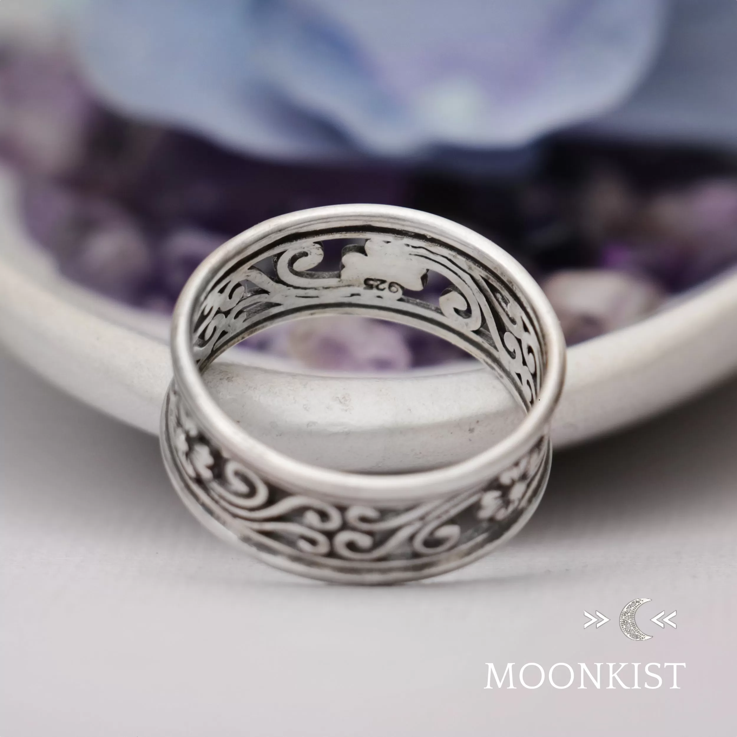 Magnolia Flower Wedding Band for Men | Moonkist Designs