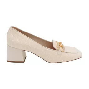 MARIAN Cream Boucle  Print Heeled Loafer 7901