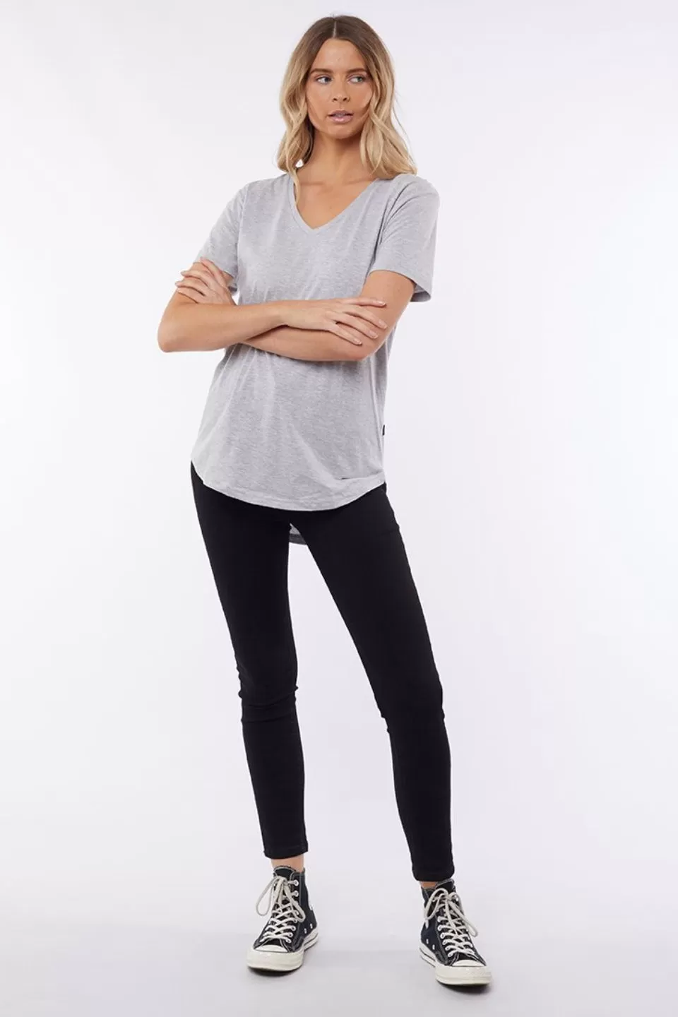 Marvelous V Neck Grey Marle Tee