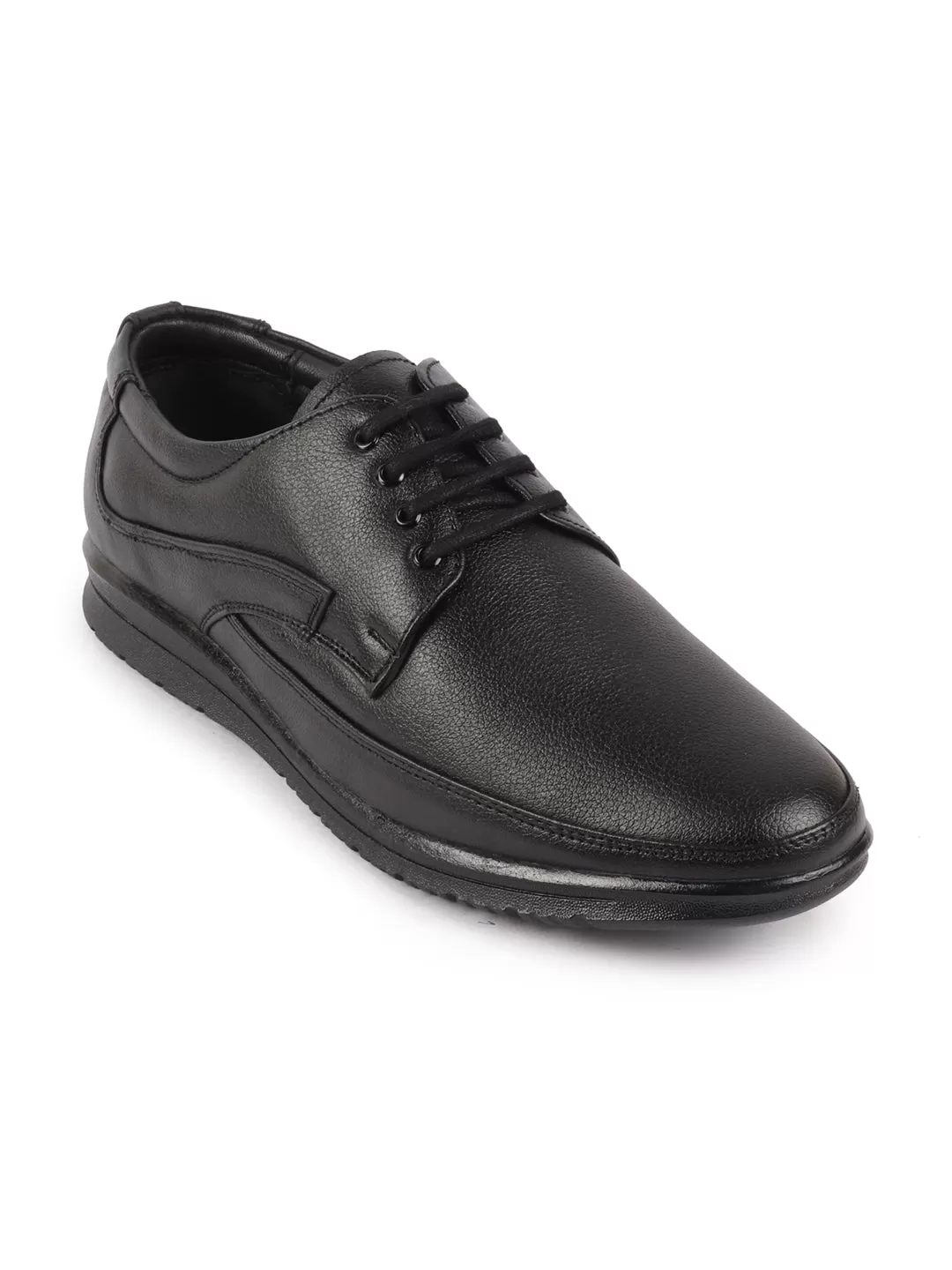 Men Black Genuine Leather Formal Office Lace Up Derby Shoes