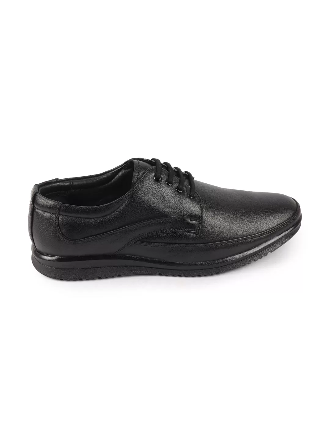 Men Black Genuine Leather Formal Office Lace Up Derby Shoes