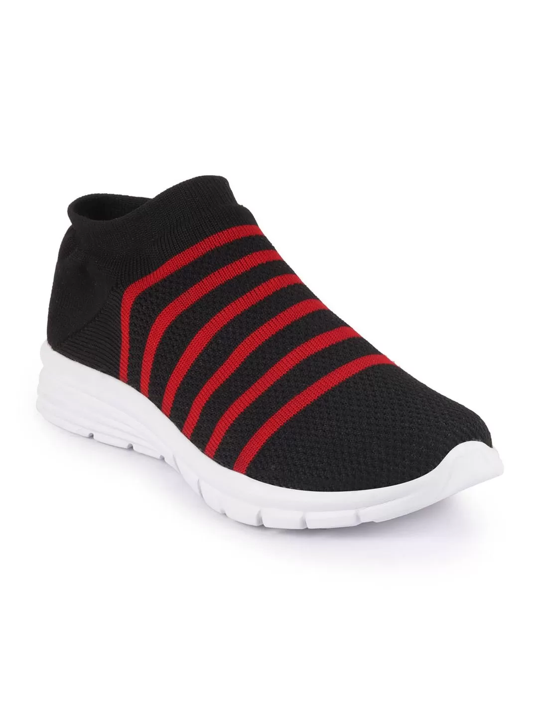 Men Black Knitted Sports Walking Shoes