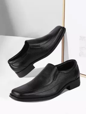 Men Black Plus Size Genuine Leather Formal Slip On Shoes