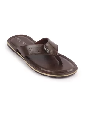 Men Brown Daily Indoor Outdoor Slip On Thong Slipper