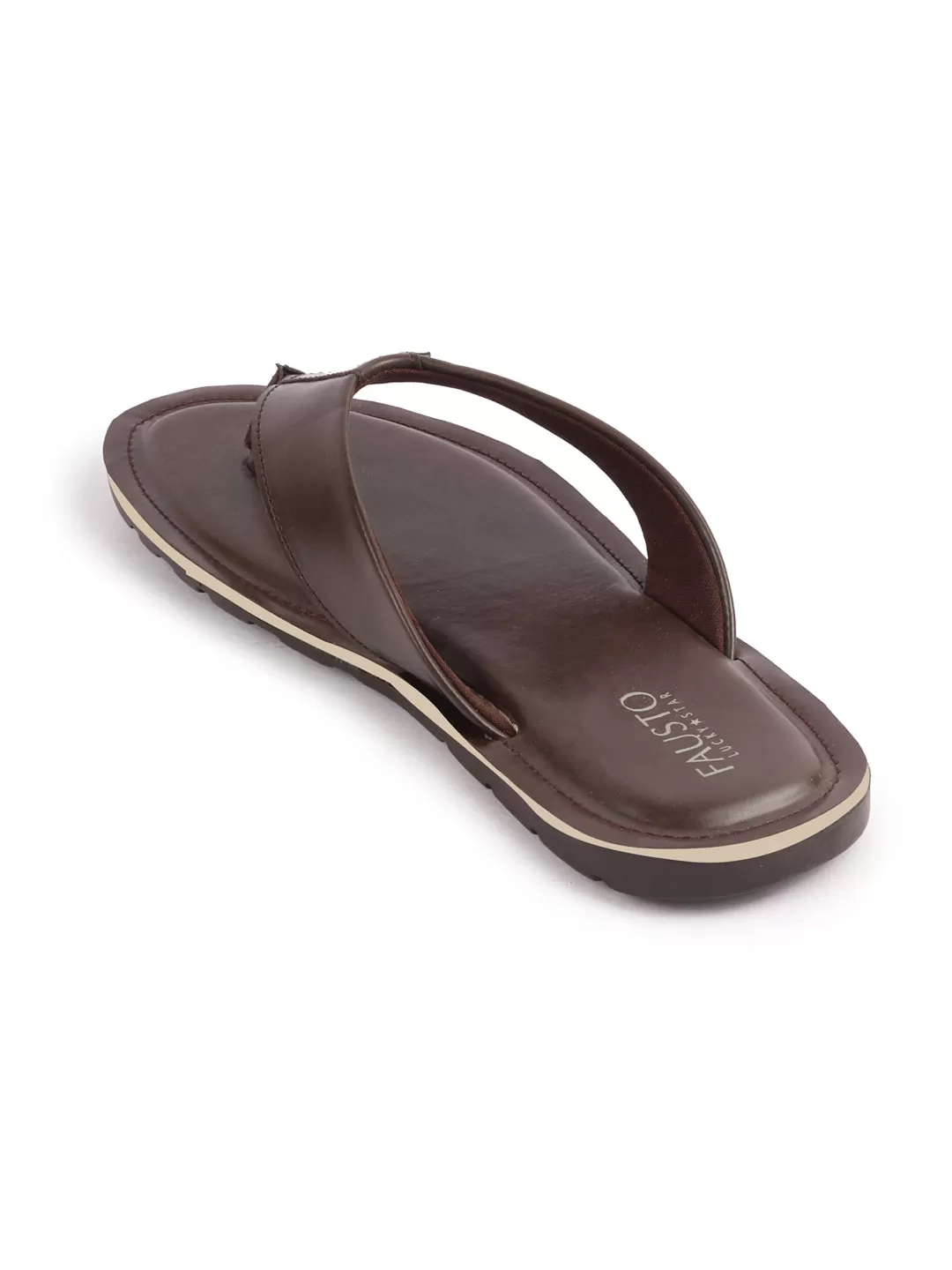 Men Brown Daily Indoor Outdoor Slip On Thong Slipper