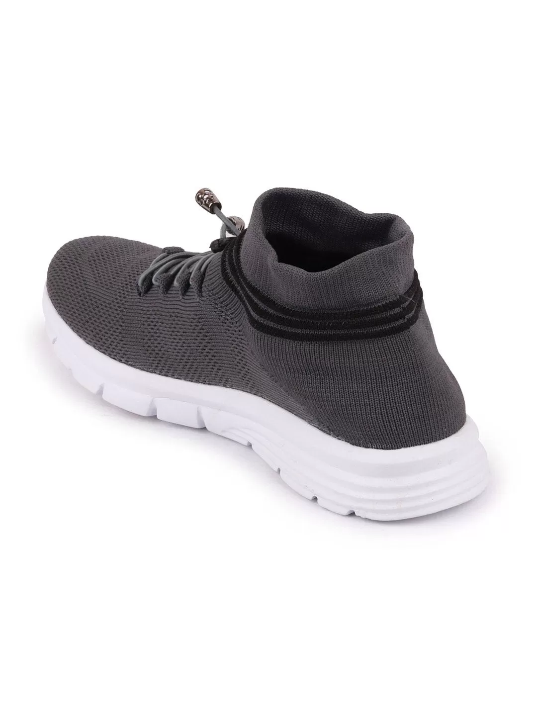 Men Dark Grey Sports Lace-Up Outdoor Running Shoes