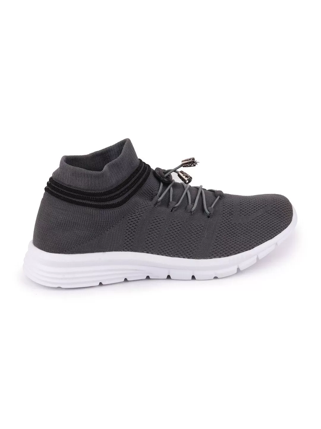 Men Dark Grey Sports Lace-Up Outdoor Running Shoes