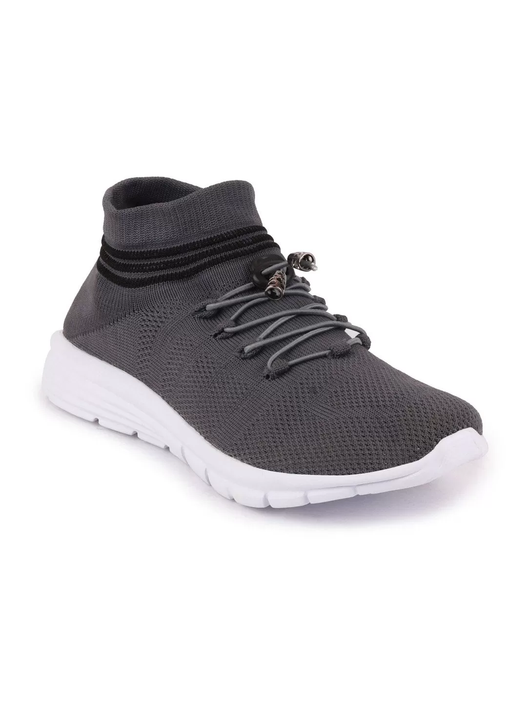 Men Dark Grey Sports Lace-Up Outdoor Running Shoes