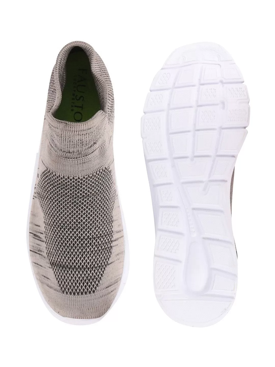 Men Grey Sports Slip-On Walking Shoes