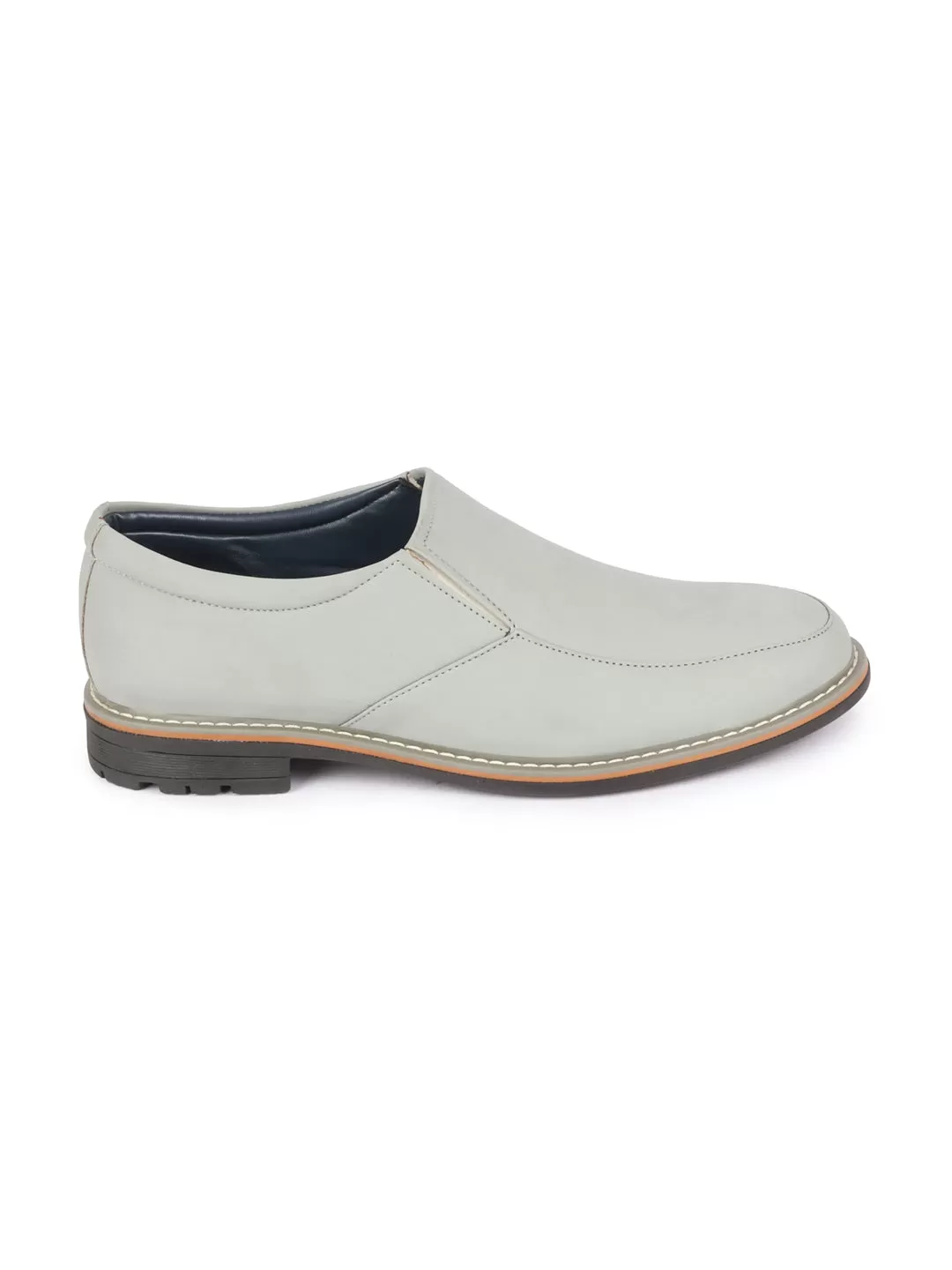 Men Sky Blue Formal Office Comfort Design Broad Feet TPR Welted Sole Slip On Shoes