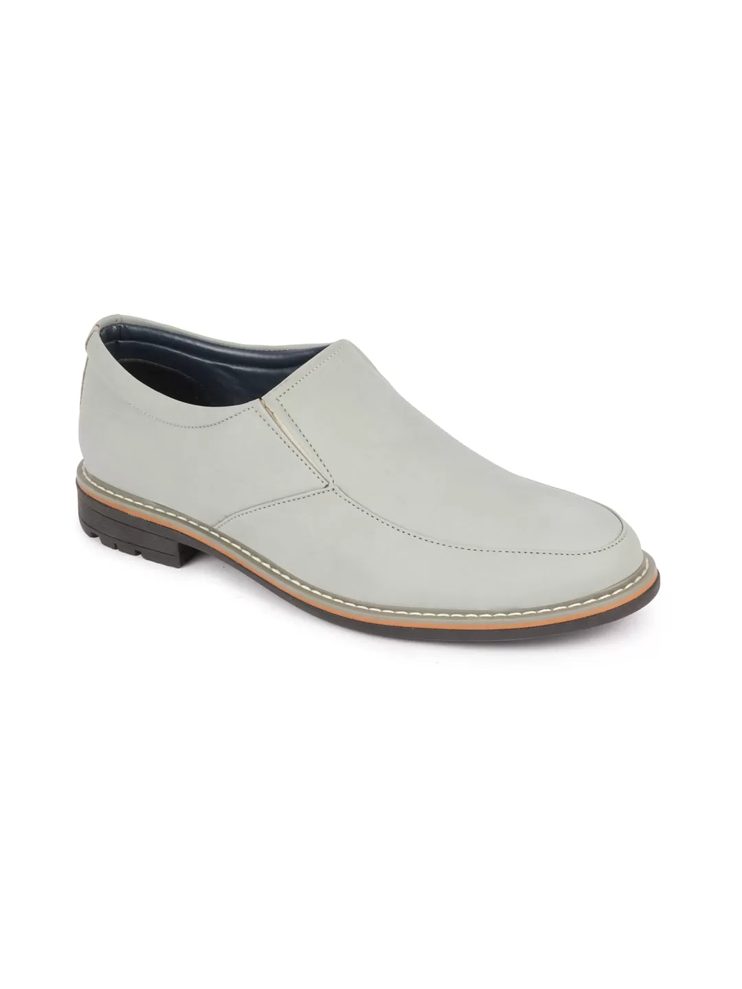 Men Sky Blue Formal Office Comfort Design Broad Feet TPR Welted Sole Slip On Shoes