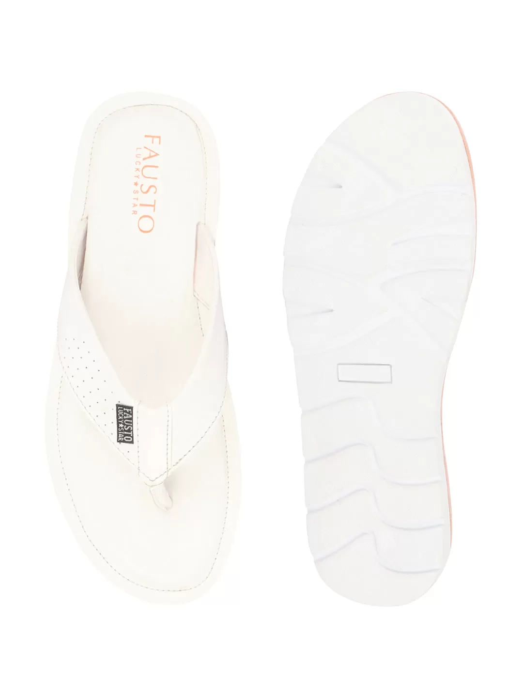 Men White Daily Indoor Outdoor Slip On Thong Slipper