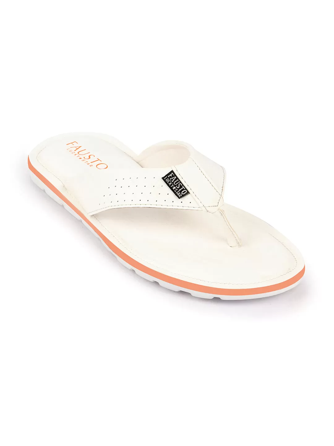 Men White Daily Indoor Outdoor Slip On Thong Slipper