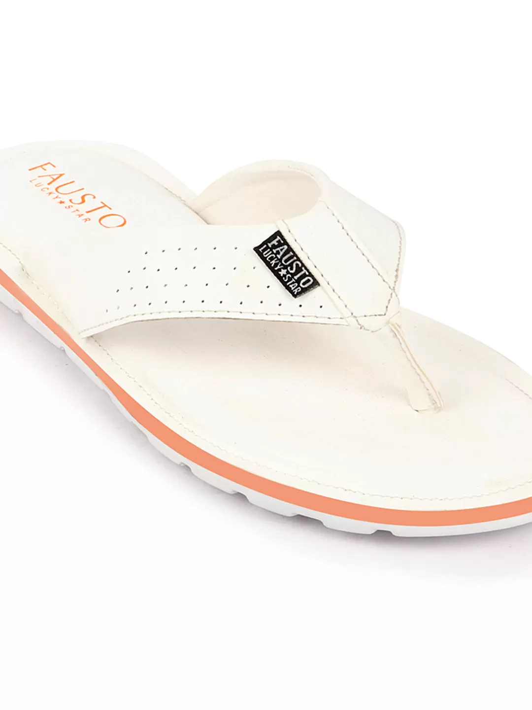 Men White Daily Indoor Outdoor Slip On Thong Slipper