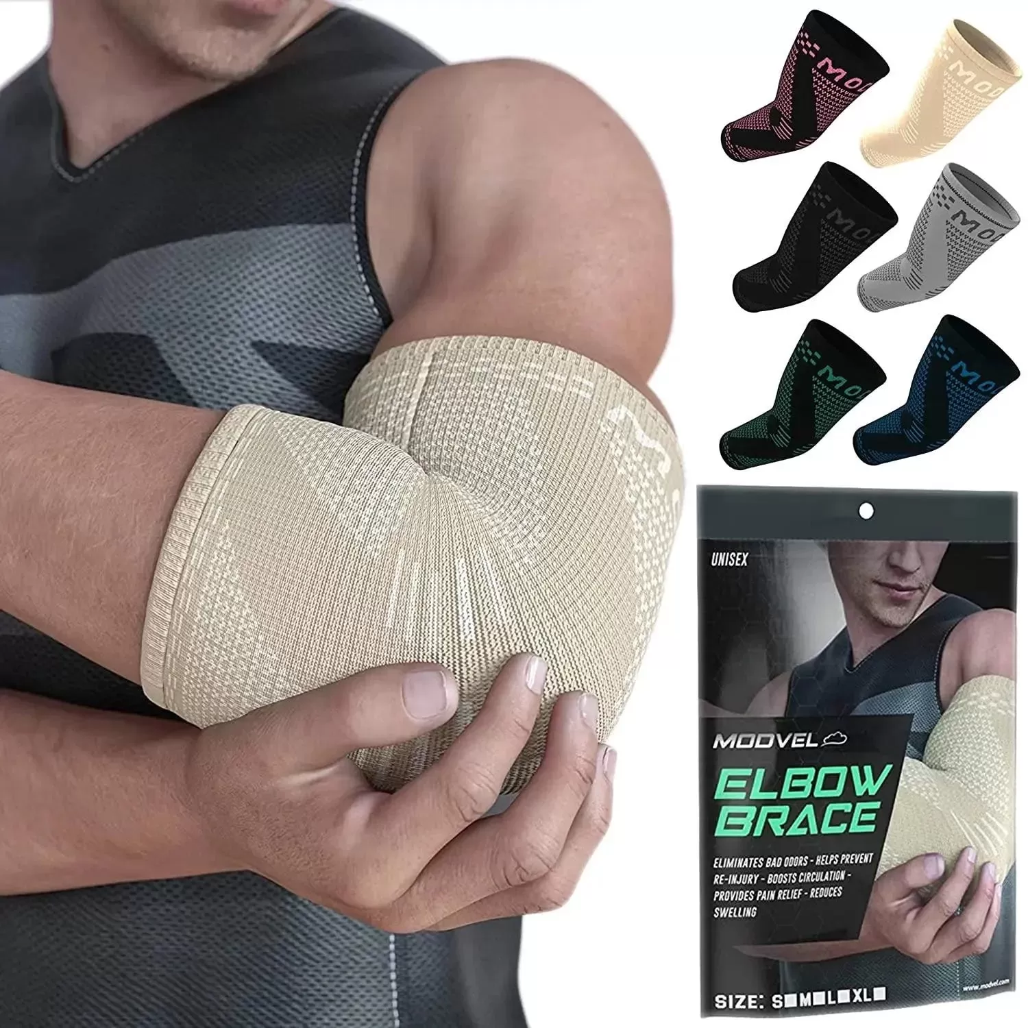 MODVEL Elbow Brace | Elbow Support Sleeves for Elbow Joint Pain, Stability, Injury Prevention and Recovery