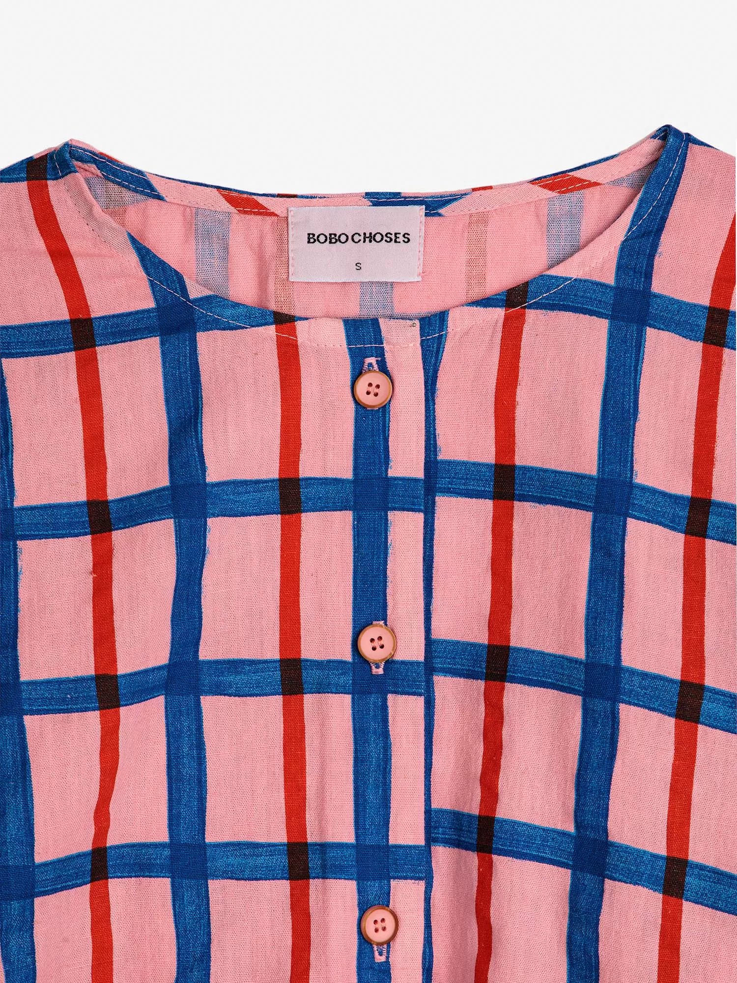 Multicoloured Check Print Puff Sleeve Buttoned Shirt