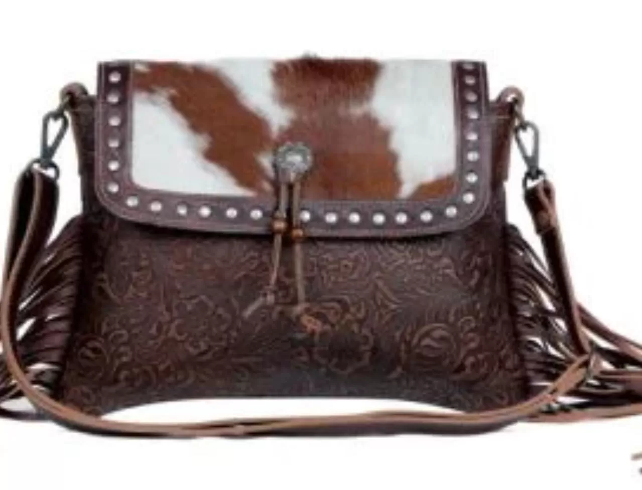 Myra Bag Carved blossoms Leather & Hair On Bag crossbody S-3339