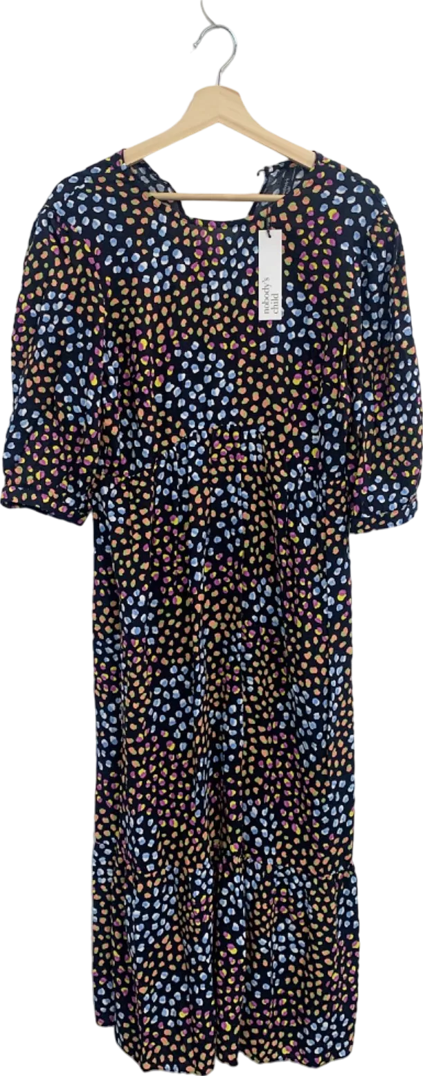 Nobody's Child Black Polka Dot Maxi Dress UK Size 10