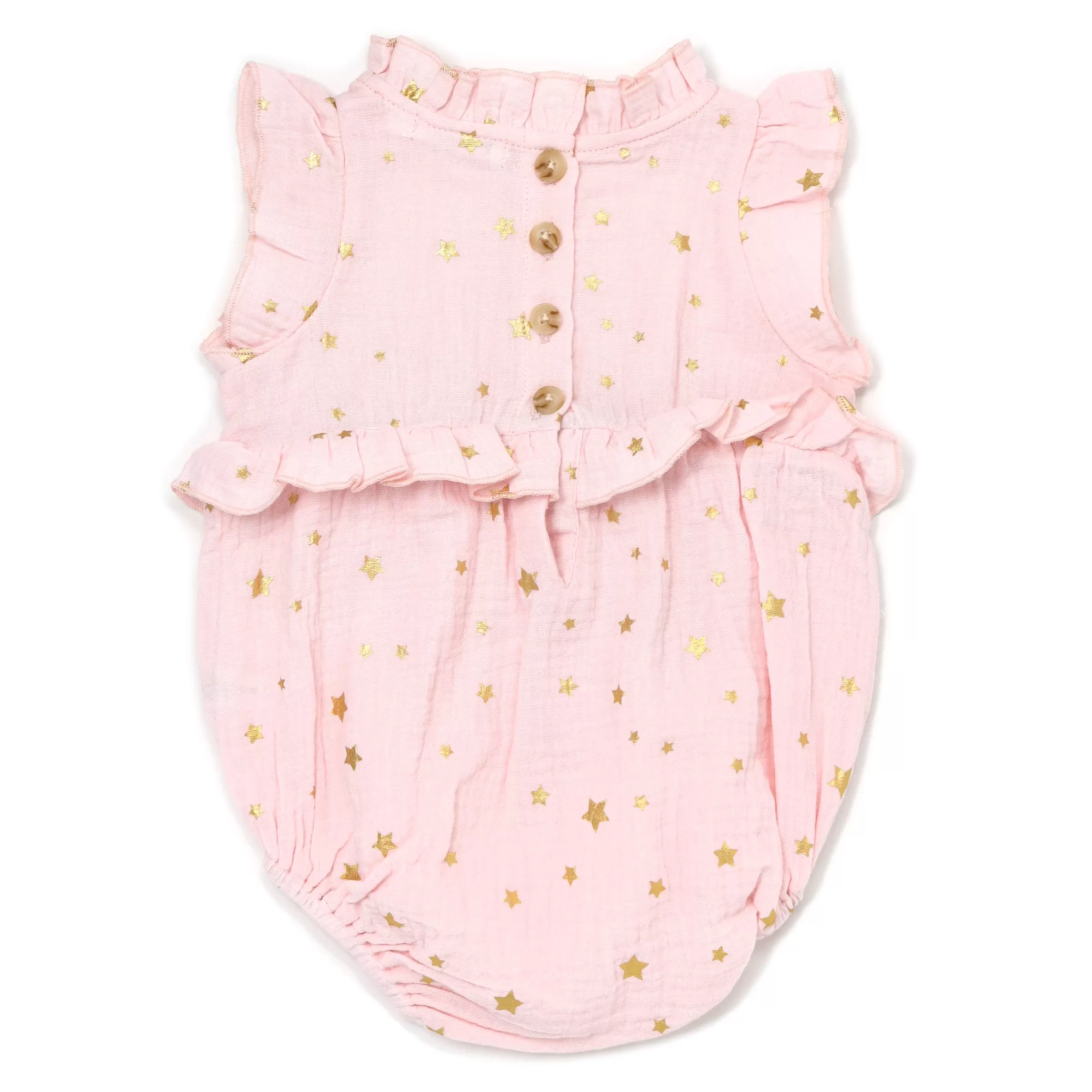 oh baby! Gauze Lola Bubble - Mini Gold Stars - Pale Pink