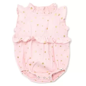 oh baby! Gauze Lola Bubble - Mini Gold Stars - Pale Pink