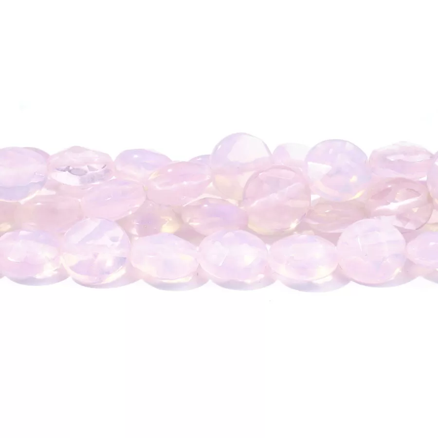 Opalite Pink (Synthetic) 10mm Faceted Puff Coin - Limited Editions - 15-16 inch