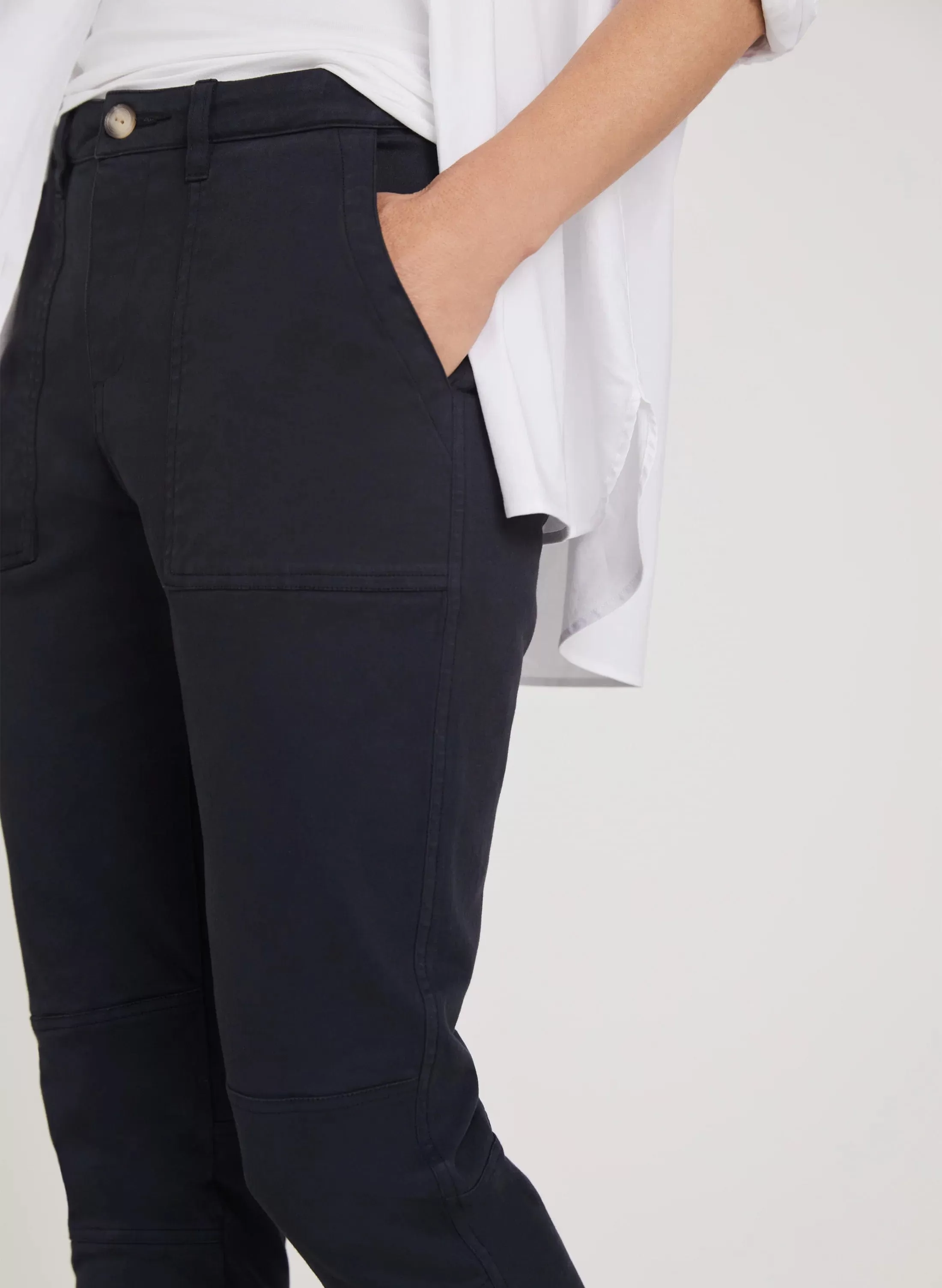 Oralie Slim Fit Organic Cotton Cargo Trousers | Classic Navy