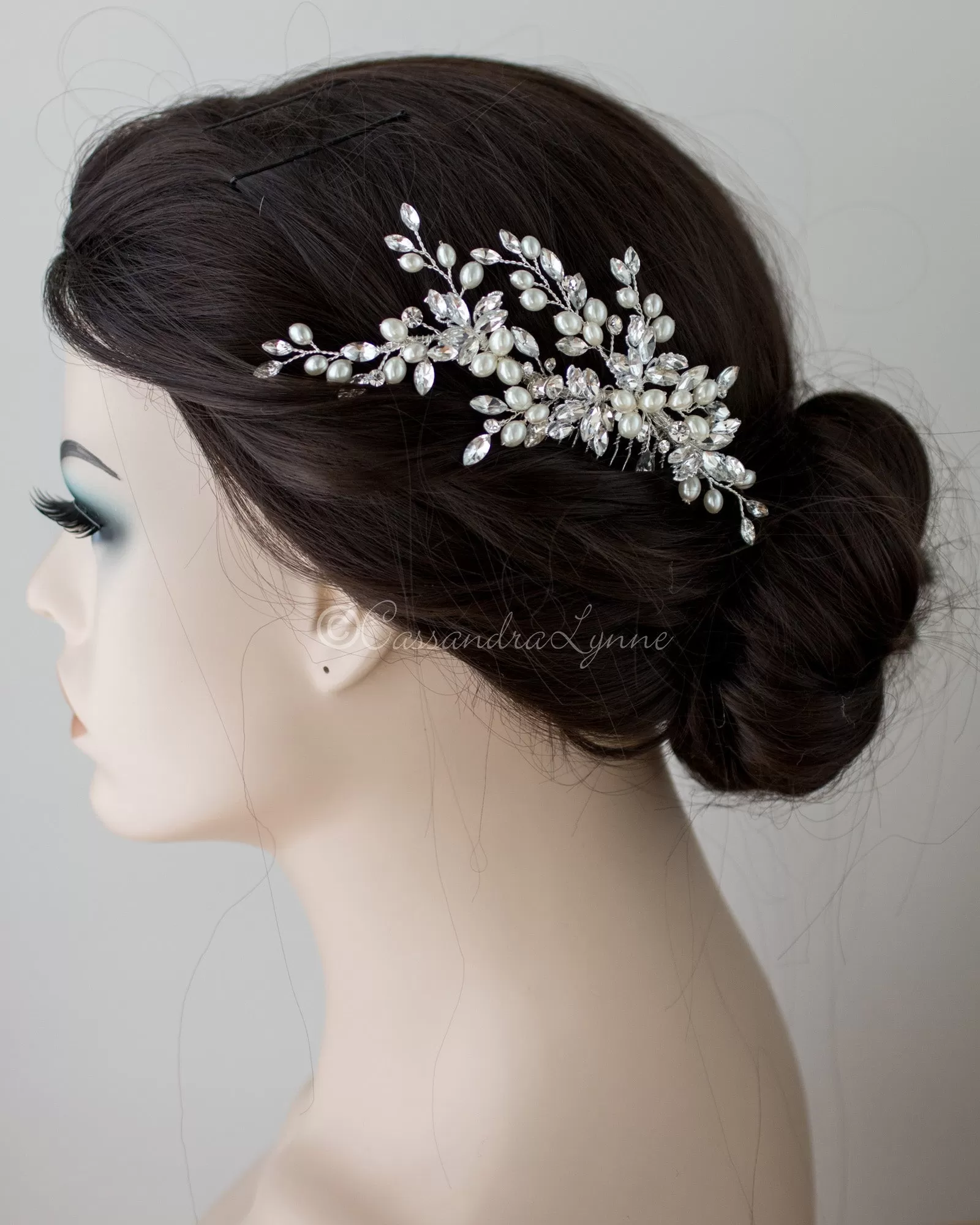 Oval Pearls Crystal Wedding Hair Comb