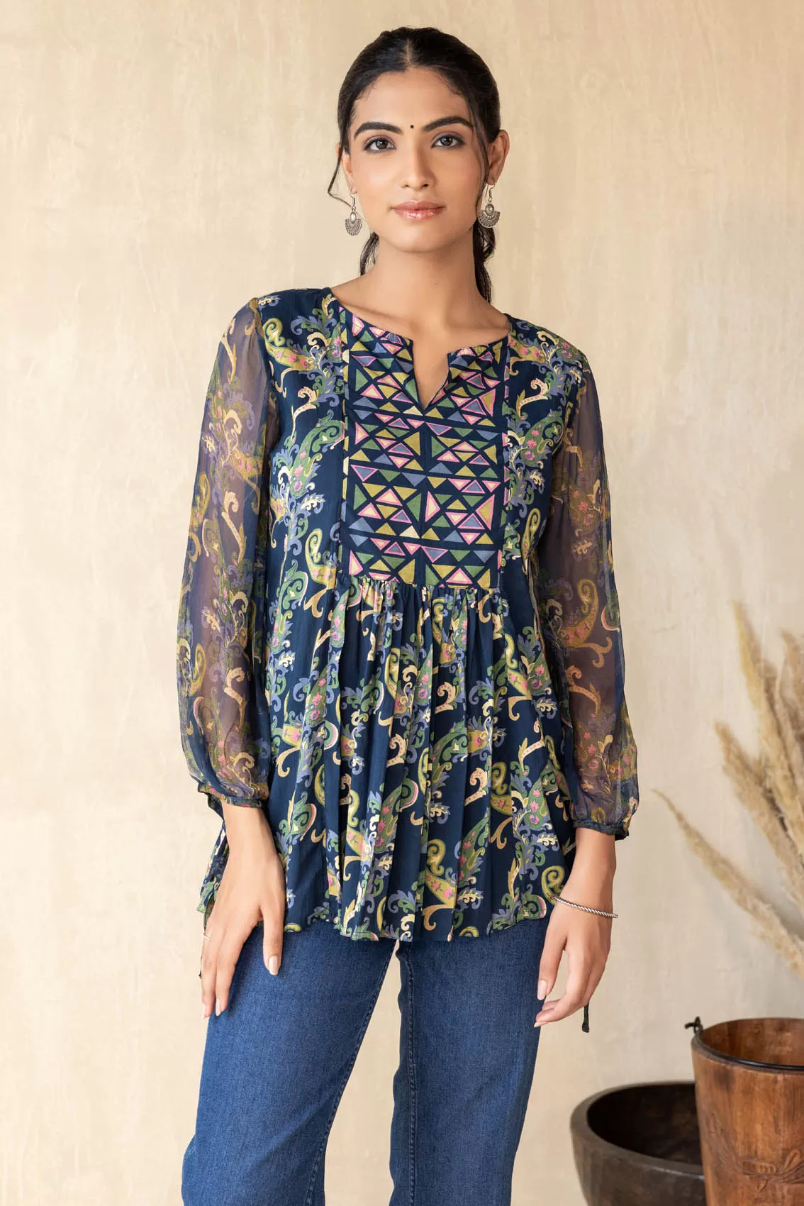 Paisley Chiffon Sleeve Top