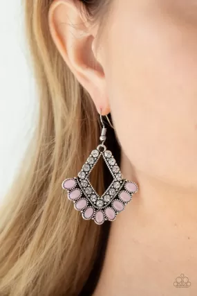 Paparazzi Earring ~ Just BEAM Happy - Pink Cat's Eye Earring