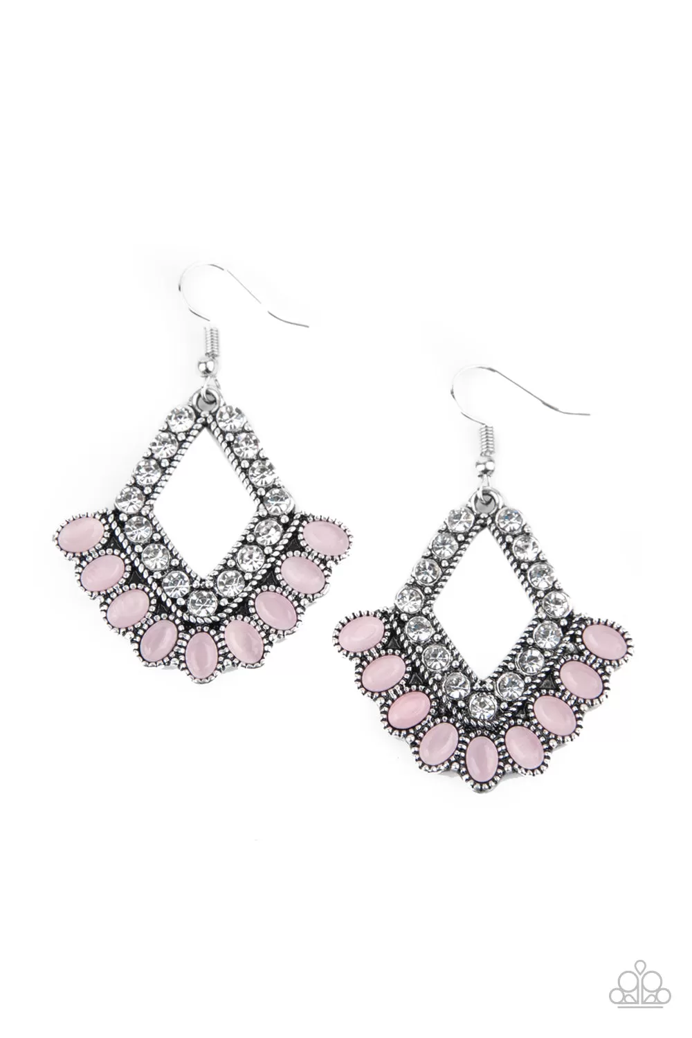 Paparazzi Earring ~ Just BEAM Happy - Pink Cat's Eye Earring