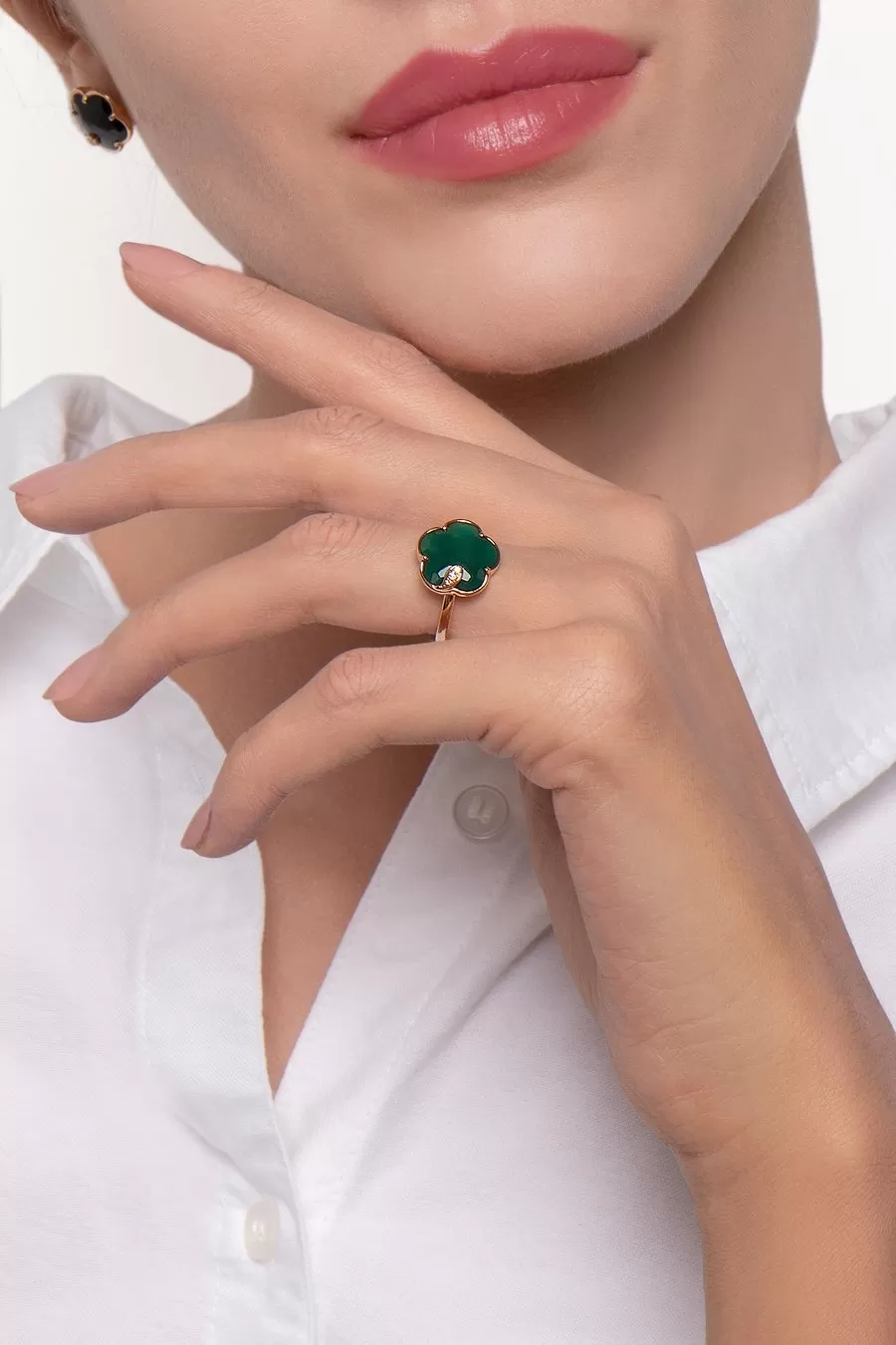 Pasquale Bruni - Petit Joli - Ring, Green Agate, Diamonds, and 18k Rose Gold