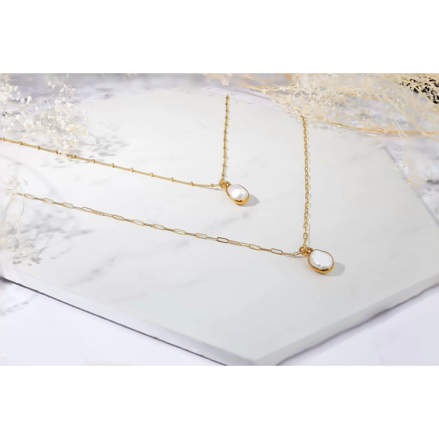 Pearl Choker Necklace • Snake Chain • Gold Filled • June Birthstone • Real Pearl Dainty Necklace • Perfect Bridesmaid Gift • 24k Dip