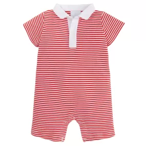 Peter Pan Polo Romper - Red Stripe